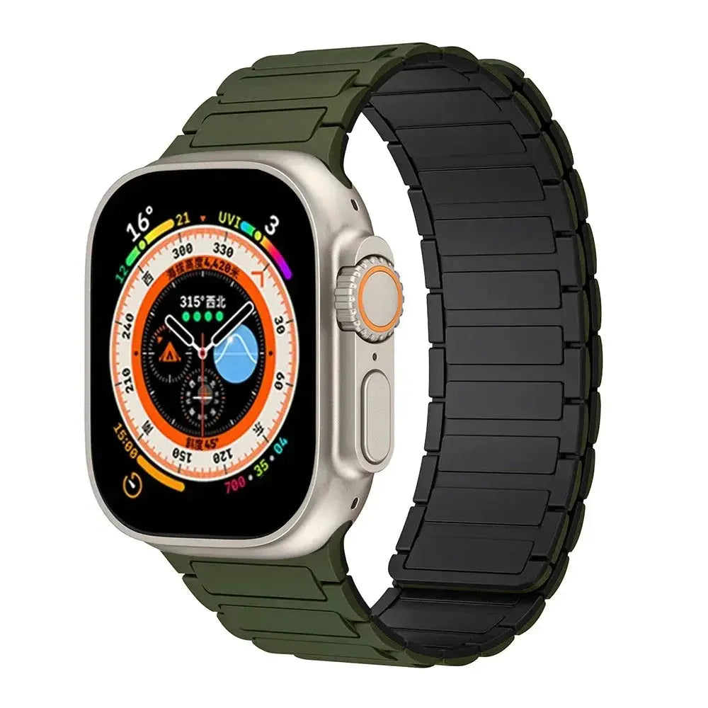 Magnetic Silicone Band for Apple Watch Ultra 2, Series 10, 9, 8, 7, SE – 49mm, 45mm, 44mm, 42mm, 41mm, 40mm STRAPS