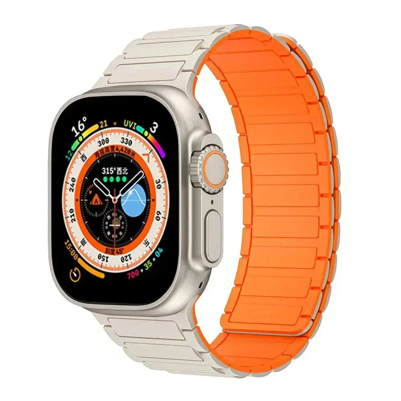 Magnetic Silicone Band for Apple Watch Ultra 2, Series 10, 9, 8, 7, SE – 49mm, 45mm, 44mm, 42mm, 41mm, 40mm STRAPS