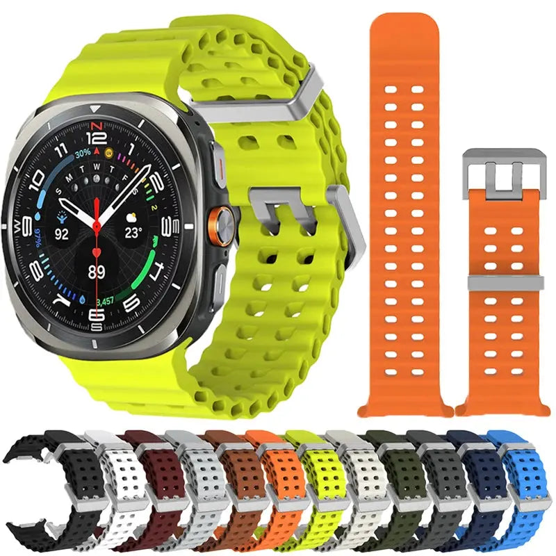 Marine Sports Silicone Band for Samsung Galaxy Watch Ultra 47mm – Breathable Strap Bracelet JANSIN