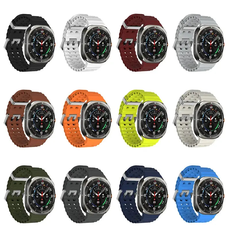 Marine Sports Silicone Band for Samsung Galaxy Watch Ultra 47mm – Breathable Strap Bracelet JANSIN