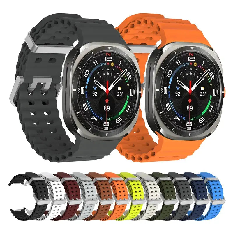 Marine Sports Silicone Band for Samsung Galaxy Watch Ultra 47mm – Breathable Strap Bracelet JANSIN
