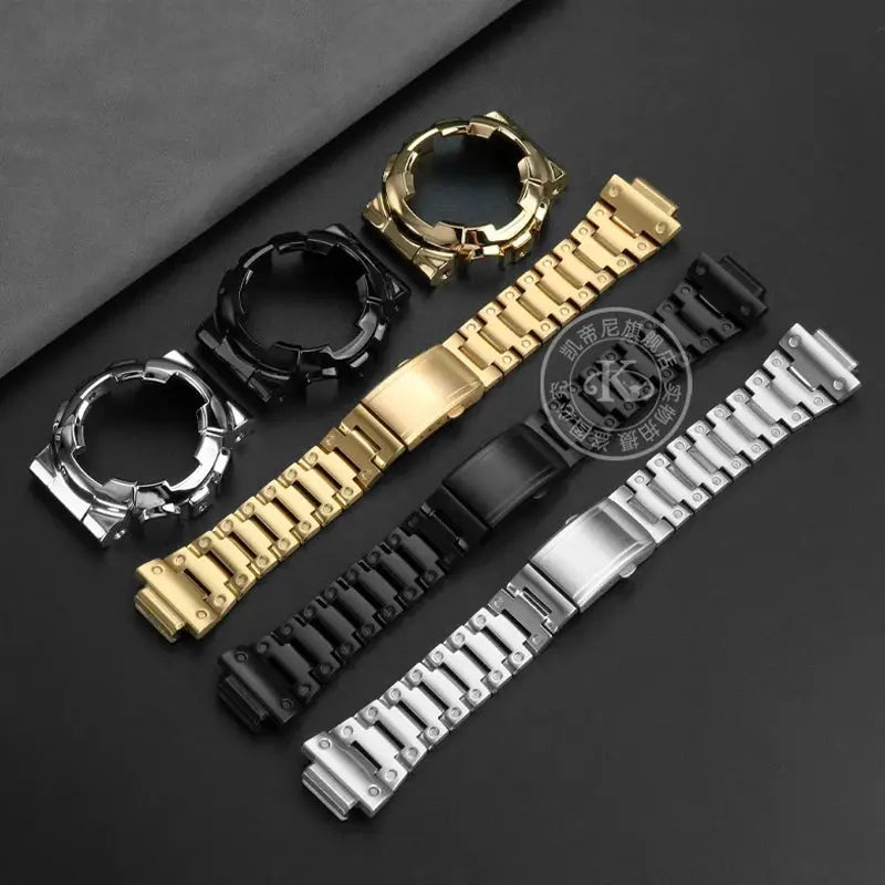 Metal Case & Band for G-SHOCK GA100/110/120/GD100/120 - Stainless Steel Bezel - STRAPS
