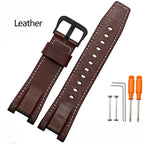 Modified Cowhide Leather & Canvas Watchband for G-SHOCK MTG-B1000GG - STRAPS