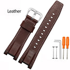 Modified Cowhide Leather & Canvas Watchband for G-SHOCK MTG-B1000GG - STRAPS
