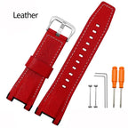 Modified Cowhide Leather & Canvas Watchband for G-SHOCK MTG-B1000GG - STRAPS
