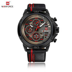NAVIFORCE NF9110 Mens Leather Quartz Watch, Waterproof, 24-Hour Date, Sport Wristwatch 45-49mm - STRAPS