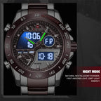 NAVIFORCE NF9171 Mens Digital Quartz Watch, LED, Stainless Steel, 45mm, Waterproof, Chronograph - STRAPS