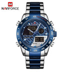 NAVIFORCE NF9171 Mens Digital Quartz Watch, LED, Stainless Steel, 45mm, Waterproof, Chronograph - STRAPS