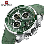 NAVIFORCE NF9197 Mens Luxury Quartz Watch, Chronograph, Leather or Steel, 46mm, Waterproof - STRAPS
