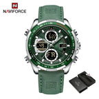 NAVIFORCE NF9197 Mens Luxury Quartz Watch, Chronograph, Leather or Steel, 46mm, Waterproof - STRAPS