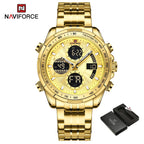 NAVIFORCE NF9197 Mens Luxury Quartz Watch, Chronograph, Leather or Steel, 46mm, Waterproof - STRAPS