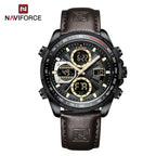 NAVIFORCE NF9197 Mens Luxury Quartz Watch, Chronograph, Leather or Steel, 46mm, Waterproof - STRAPS