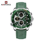 NAVIFORCE NF9197 Mens Luxury Quartz Watch, Chronograph, Leather or Steel, 46mm, Waterproof - STRAPS