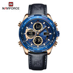 NAVIFORCE NF9197 Mens Luxury Quartz Watch, Chronograph, Leather or Steel, 46mm, Waterproof - STRAPS