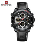 NAVIFORCE NF9197 Mens Luxury Quartz Watch, Chronograph, Leather or Steel, 46mm, Waterproof - STRAPS