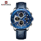 NAVIFORCE NF9197 Mens Luxury Quartz Watch, Chronograph, Leather or Steel, 46mm, Waterproof - STRAPS