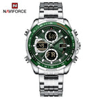 NAVIFORCE NF9197 Mens Luxury Quartz Watch, Chronograph, Leather or Steel, 46mm, Waterproof - STRAPS
