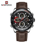 NAVIFORCE NF9197 Mens Luxury Quartz Watch, Chronograph, Leather or Steel, 46mm, Waterproof - STRAPS
