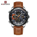 NAVIFORCE NF9197 Mens Luxury Quartz Watch, Chronograph, Leather or Steel, 46mm, Waterproof - STRAPS