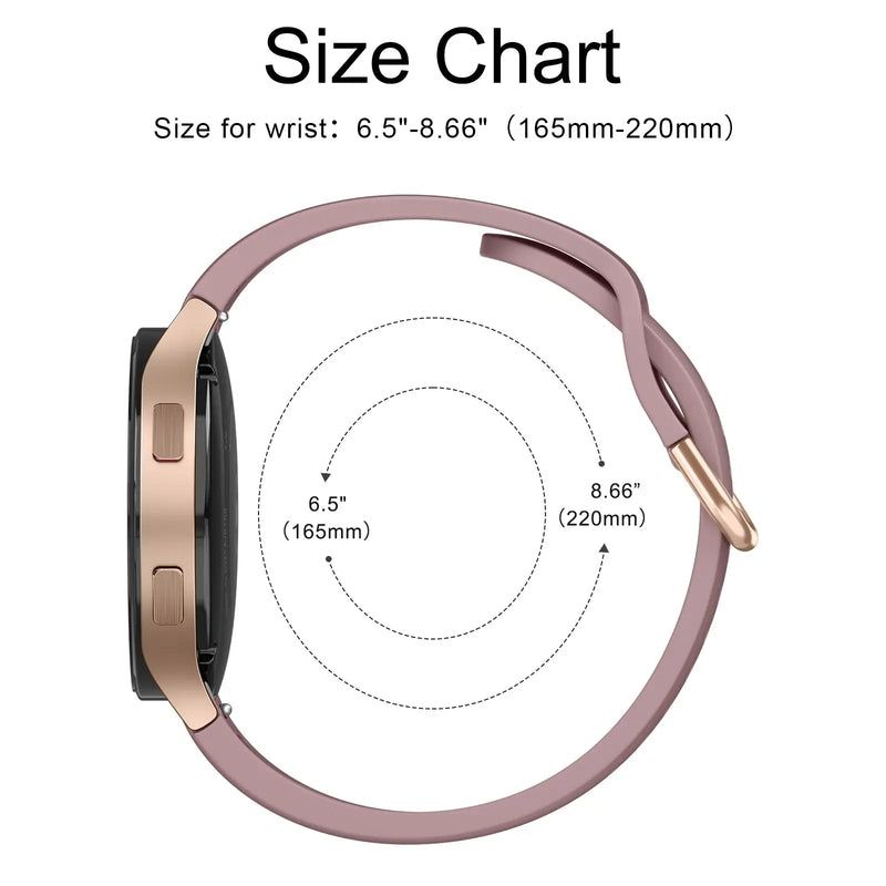 No Gaps Silicone Strap for Samsung Galaxy Watch 4, 5, 6, 7 – 40mm, 44mm, 45mm, 42mm, 46mm, 47mm TOBFIT