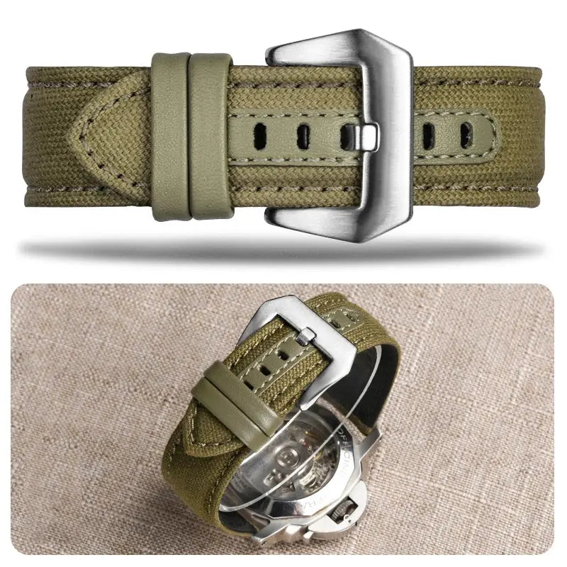 Nylon Canvas & Cowhide Leather Watch Strap for Panerai - 22/24/26mm - PAM111/441 - STRAPS