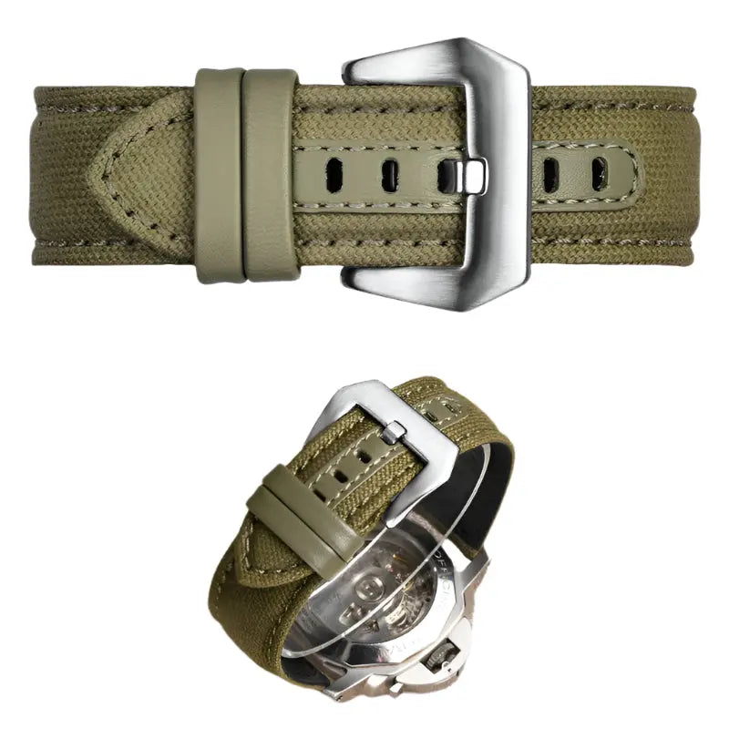 Nylon Canvas & Cowhide Leather Watch Strap for Panerai - 22/24/26mm - PAM111/441 - STRAPS