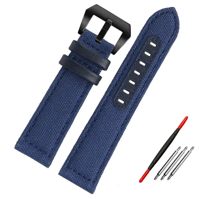 Nylon Canvas & Cowhide Leather Watch Strap for Panerai - 22/24/26mm - PAM111/441 - STRAPS
