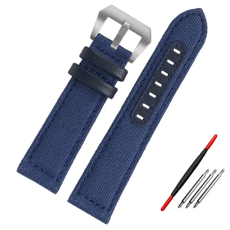 Nylon Canvas & Cowhide Leather Watch Strap for Panerai - 22/24/26mm - PAM111/441 - STRAPS