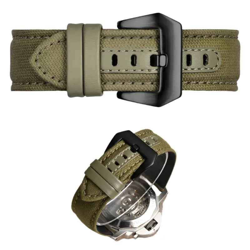 Nylon Canvas & Cowhide Leather Watch Strap for Panerai - 22/24/26mm - PAM111/441 - STRAPS