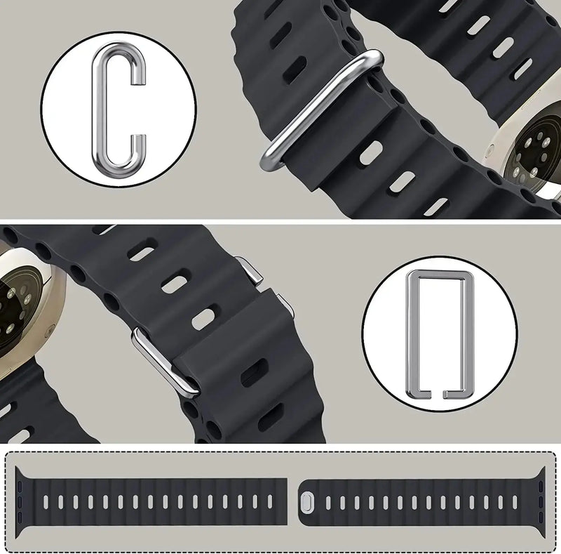 Ocean Silicone Strap for Apple Watch Ultra 2, Series 10, 9, 8, 7, SE – 49mm, 45mm, 41mm, 44mm, 42mm, 40mm STRAPS