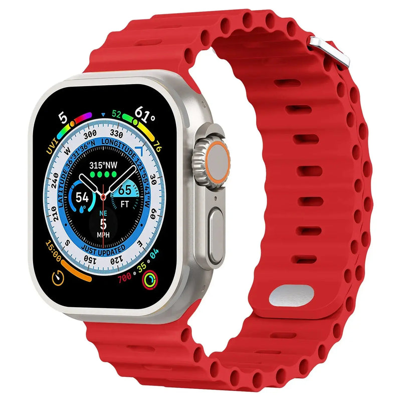 Ocean Silicone Strap for Apple Watch Ultra 2, Series 10, 9, 8, 7, SE – 49mm, 45mm, 41mm, 44mm, 42mm, 40mm STRAPS