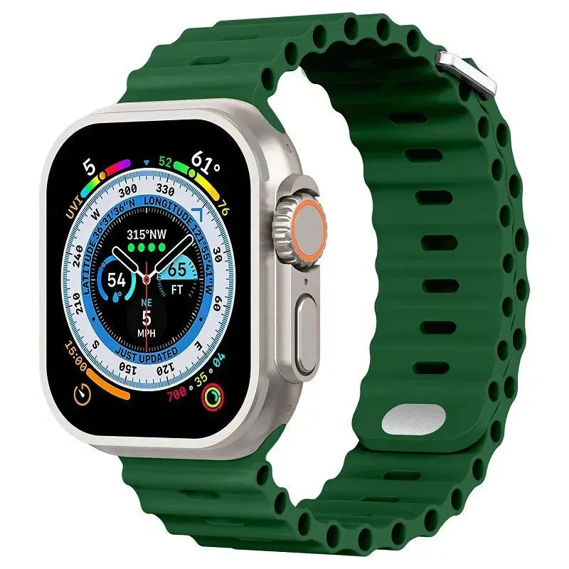 Ocean Silicone Strap for Apple Watch Ultra 2, Series 10, 9, 8, 7, SE – 49mm, 45mm, 41mm, 44mm, 42mm, 40mm STRAPS