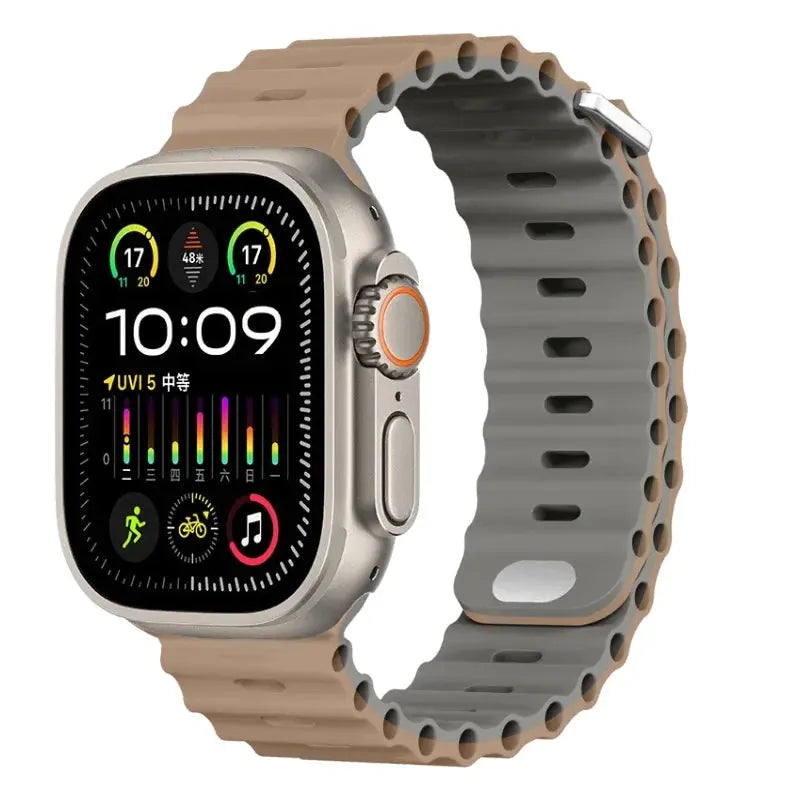 Ocean Silicone Strap for Apple Watch Ultra 2, Series 10, 9, 8, 7, SE – 49mm, 45mm, 41mm, 44mm, 42mm, 40mm STRAPS