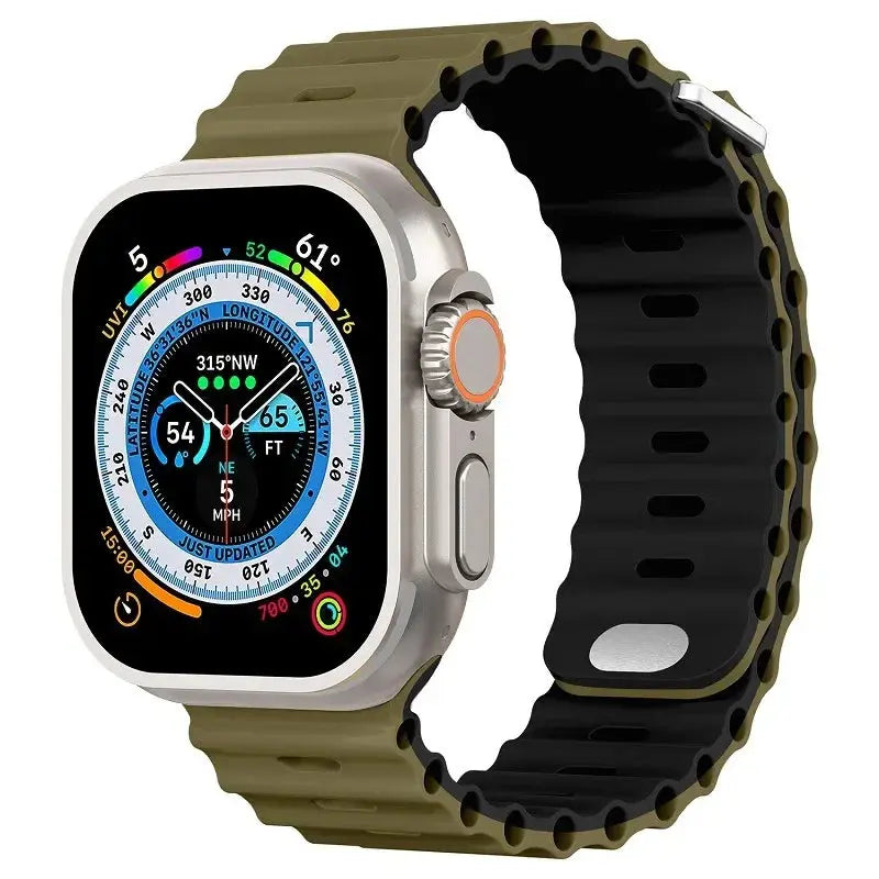 Ocean Silicone Strap for Apple Watch Ultra 2, Series 10, 9, 8, 7, SE – 49mm, 45mm, 41mm, 44mm, 42mm, 40mm STRAPS