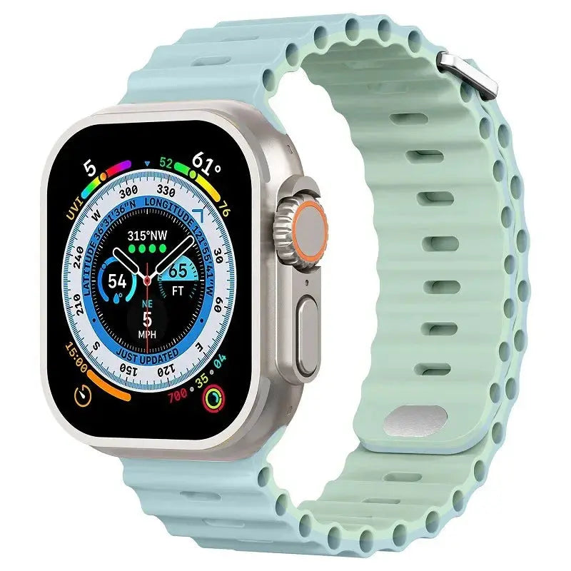 Ocean Silicone Strap for Apple Watch Ultra 2, Series 10, 9, 8, 7, SE – 49mm, 45mm, 41mm, 44mm, 42mm, 40mm STRAPS