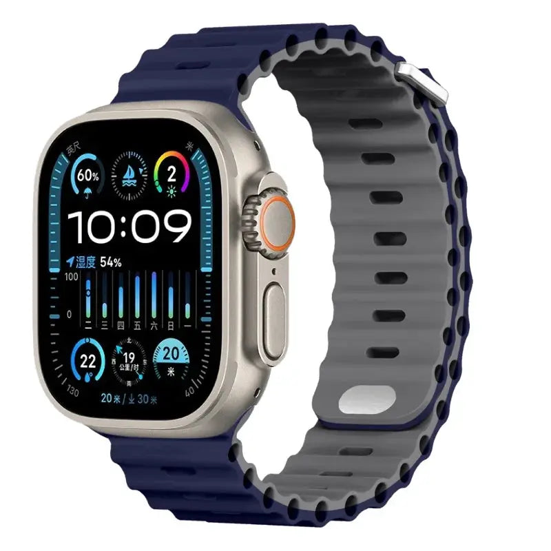 Ocean Silicone Strap for Apple Watch Ultra 2, Series 10, 9, 8, 7, SE – 49mm, 45mm, 41mm, 44mm, 42mm, 40mm STRAPS