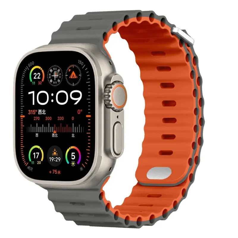 Ocean Silicone Strap for Apple Watch Ultra 2, Series 10, 9, 8, 7, SE – 49mm, 45mm, 41mm, 44mm, 42mm, 40mm STRAPS