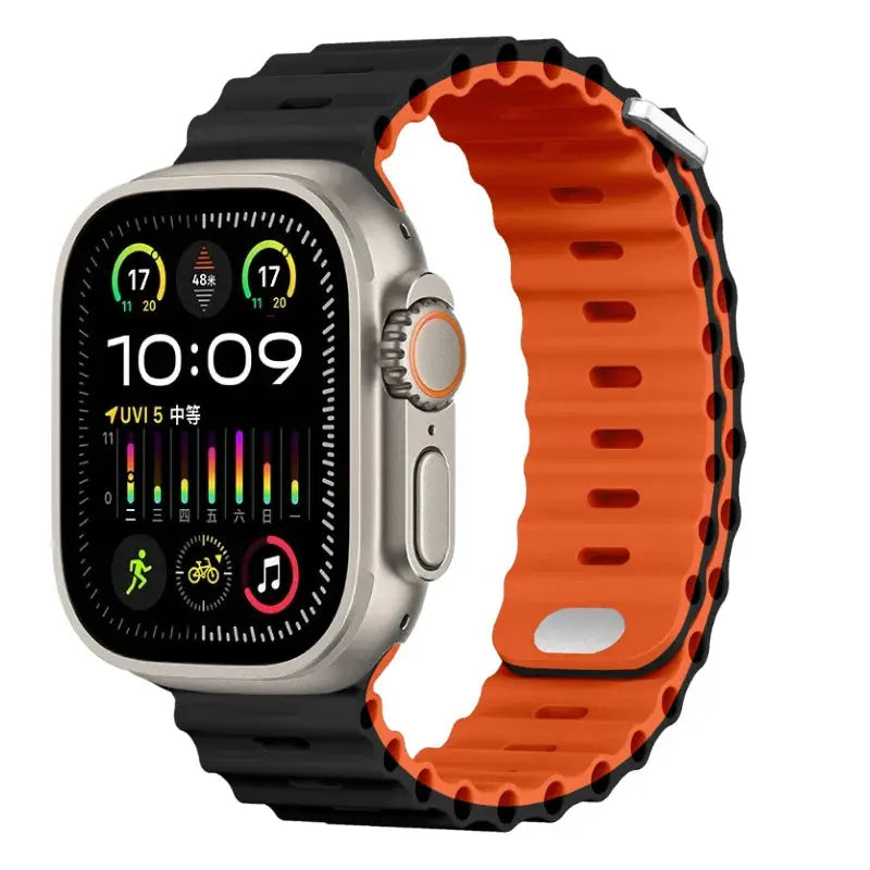 Ocean Silicone Strap for Apple Watch Ultra 2, Series 10, 9, 8, 7, SE – 49mm, 45mm, 41mm, 44mm, 42mm, 40mm STRAPS