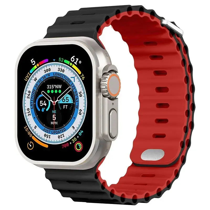 Ocean Silicone Strap for Apple Watch Ultra 2, Series 10, 9, 8, 7, SE – 49mm, 45mm, 41mm, 44mm, 42mm, 40mm STRAPS