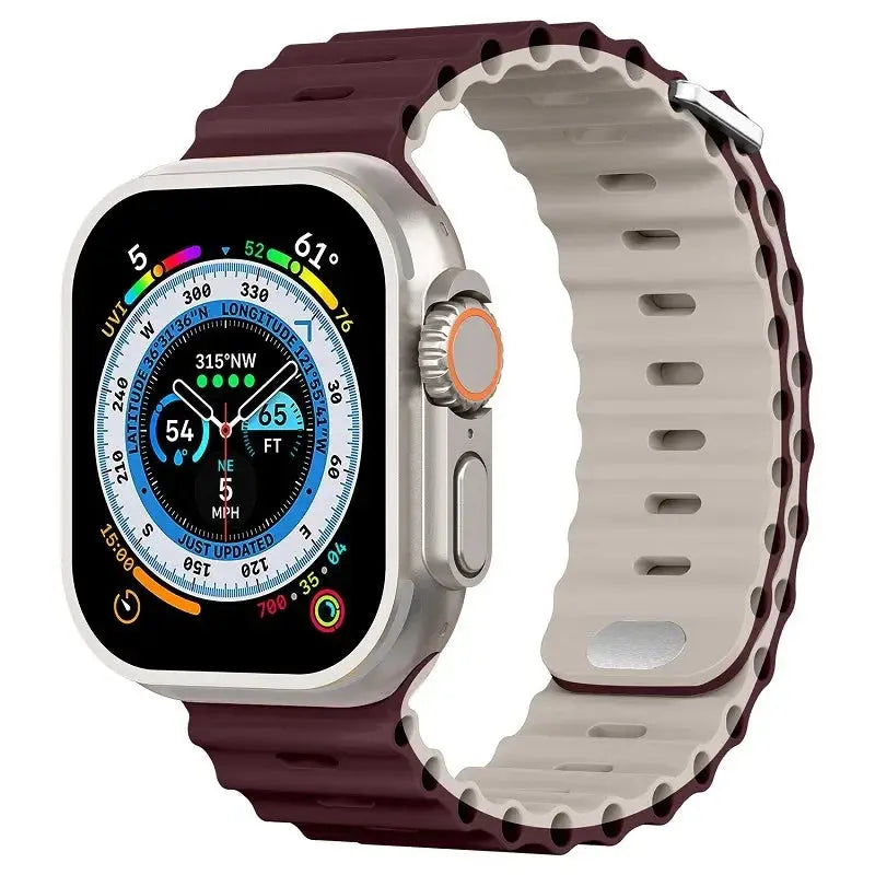 Ocean Silicone Strap for Apple Watch Ultra 2, Series 10, 9, 8, 7, SE – 49mm, 45mm, 41mm, 44mm, 42mm, 40mm STRAPS