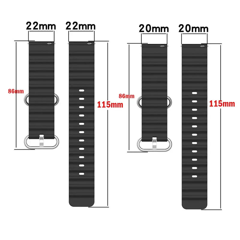 Ocean Watch Band For Samsung Galaxy Watch 6 4-classic/5-Pro-3/active 2/Gear Silicone 22mm 20mm Bracelet Huawei GT 2 3 Pro Strap STRAPS