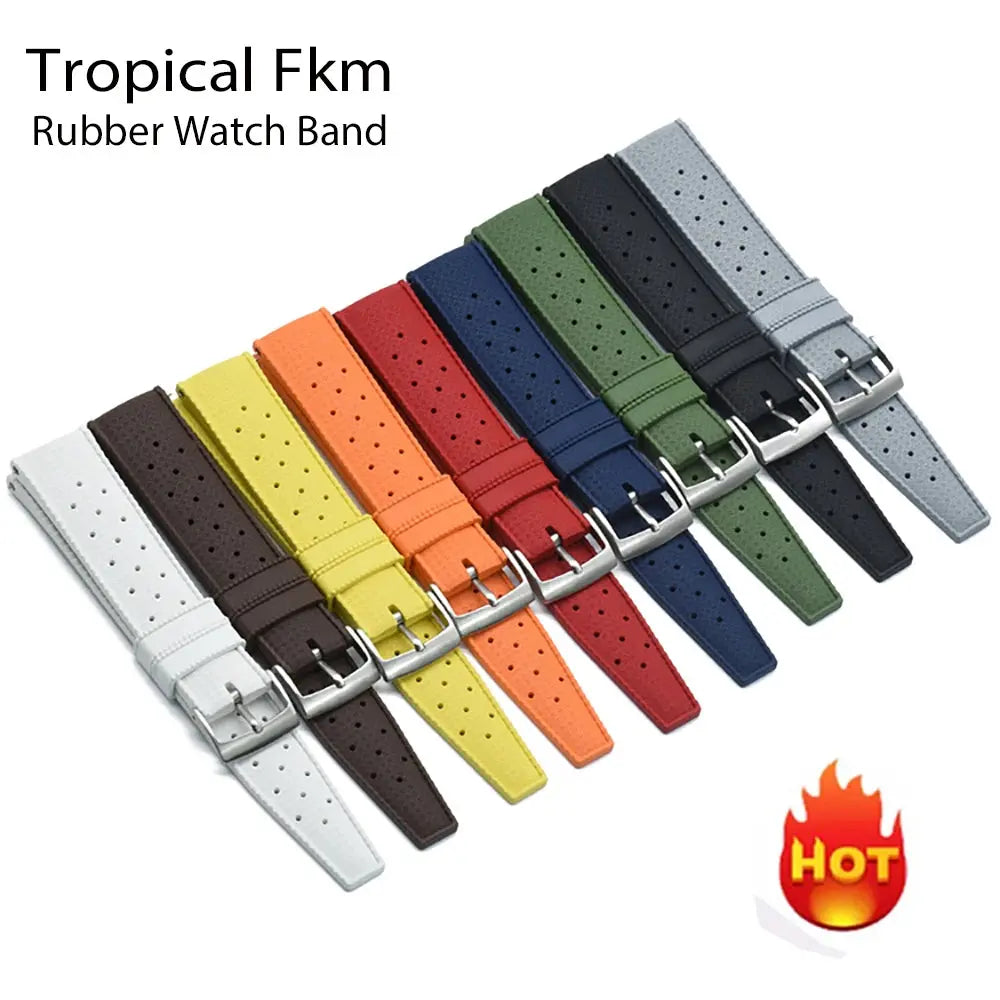 Premium Grade Tropical FKM Rubber Watch Strap for Seiko SRP7J1 STRAPS