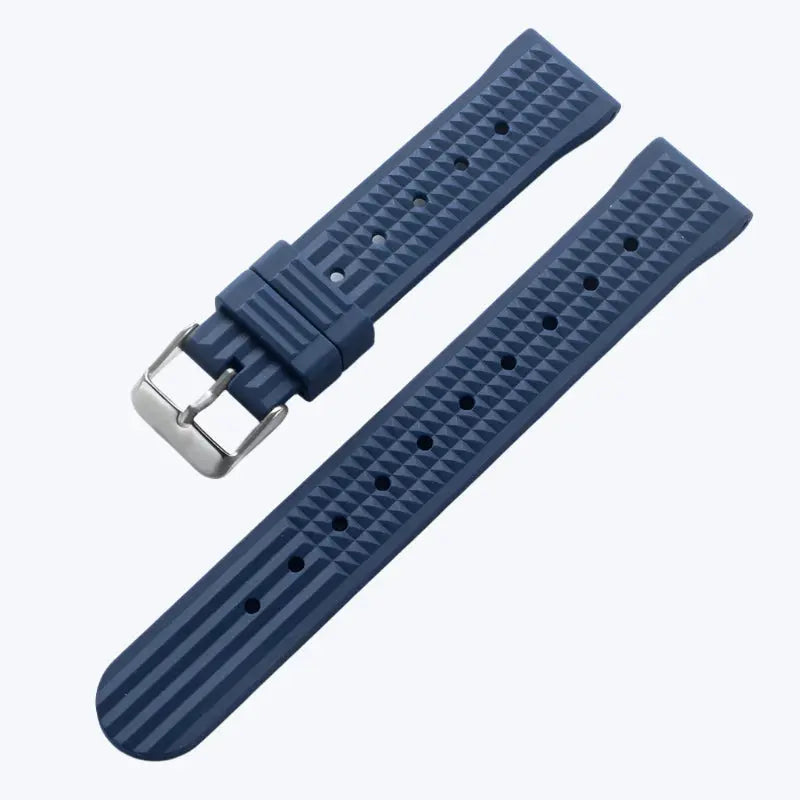 Premium Soft Rubber Waffle Watchband - 20/22mm - Seiko/Sport Watch - Black/Green - STRAPS
