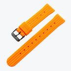 Premium Soft Rubber Waffle Watchband - 20/22mm - Seiko/Sport Watch - Black/Green - STRAPS