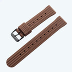 Premium Soft Rubber Waffle Watchband - 20/22mm - Seiko/Sport Watch - Black/Green - STRAPS
