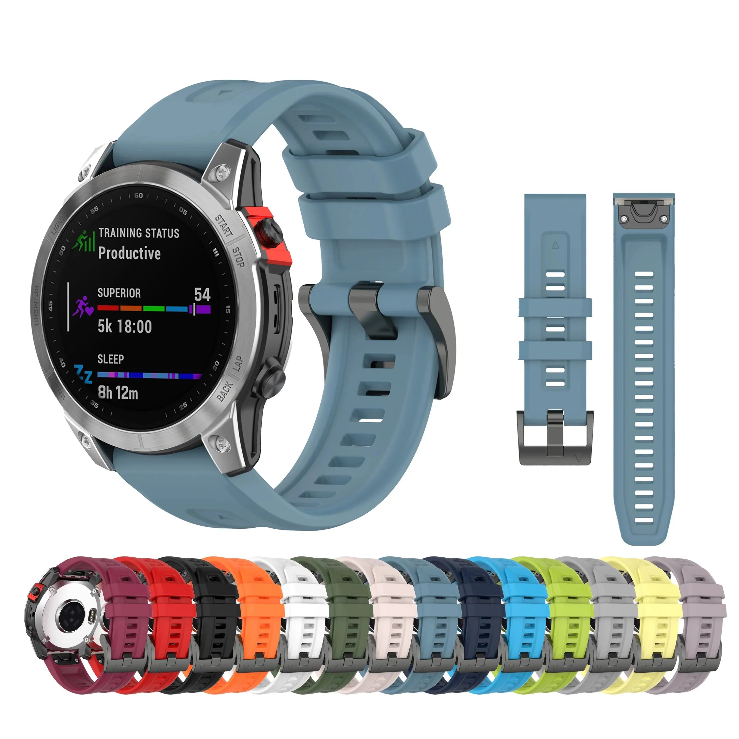 QuickFit Silicone Strap for Garmin Fenix, Forerunner, Tactix, Quatix, Enduro, D2 (20mm, 22mm, 26mm) STRAPS