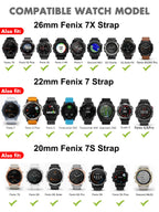 QuickFit Silicone Strap for Garmin Fenix, Forerunner, Tactix, Quatix, Enduro, D2 (20mm, 22mm, 26mm) STRAPS