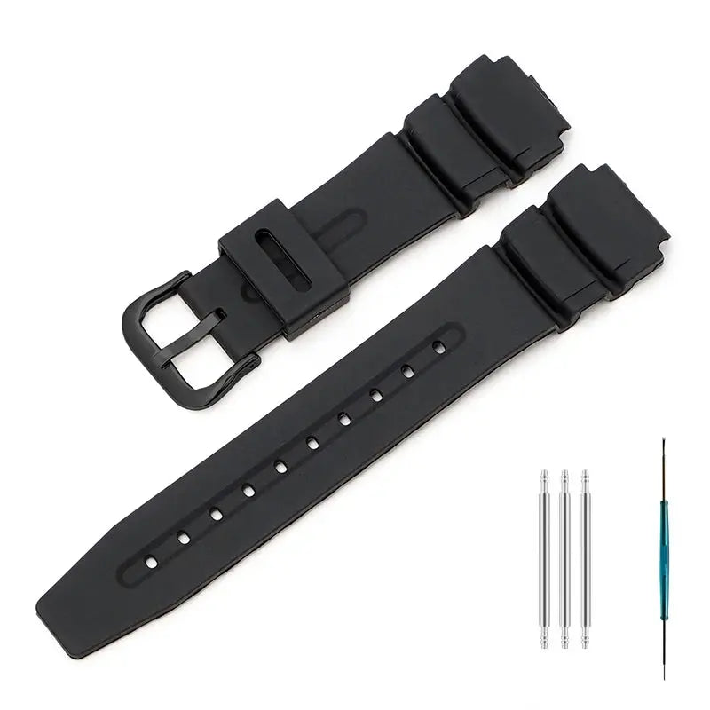 Rubber Strap for Casio DW-290/DW-340/AD-300 - Waterproof Resin Band + Tool - STRAPS