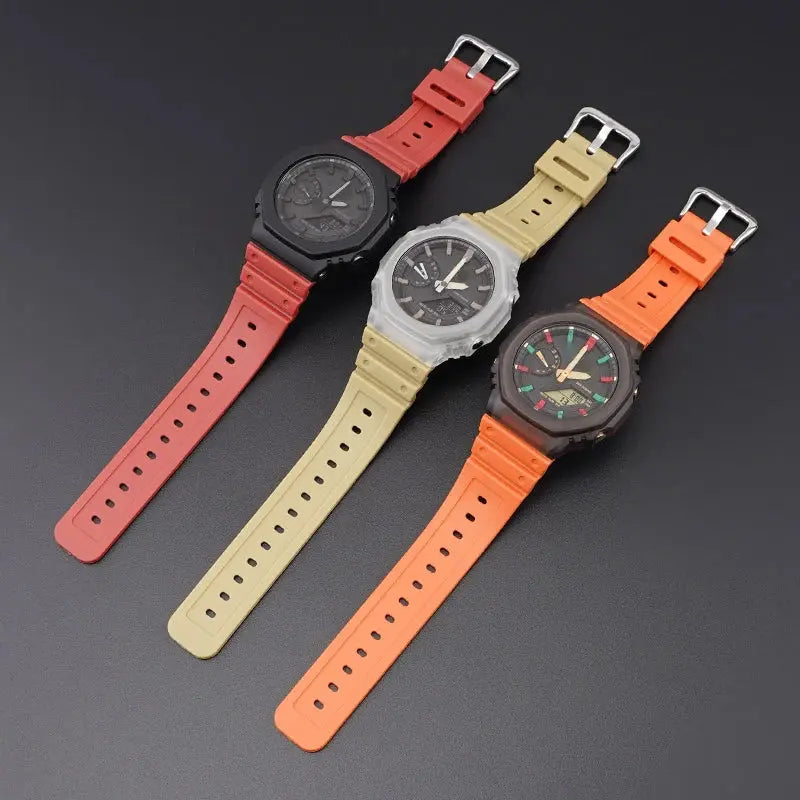 Rubber Strap for Casio G-SHOCK GA2100 GA2110 - TPU Sport Bracelet with Stainless Steel Buckle Geekthink