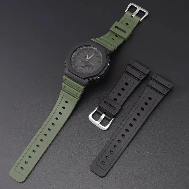 Rubber Strap for Casio G-SHOCK GA2100 GA2110 - TPU Sport Bracelet with Stainless Steel Buckle Geekthink